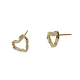 Heart Baguette Outline Studs